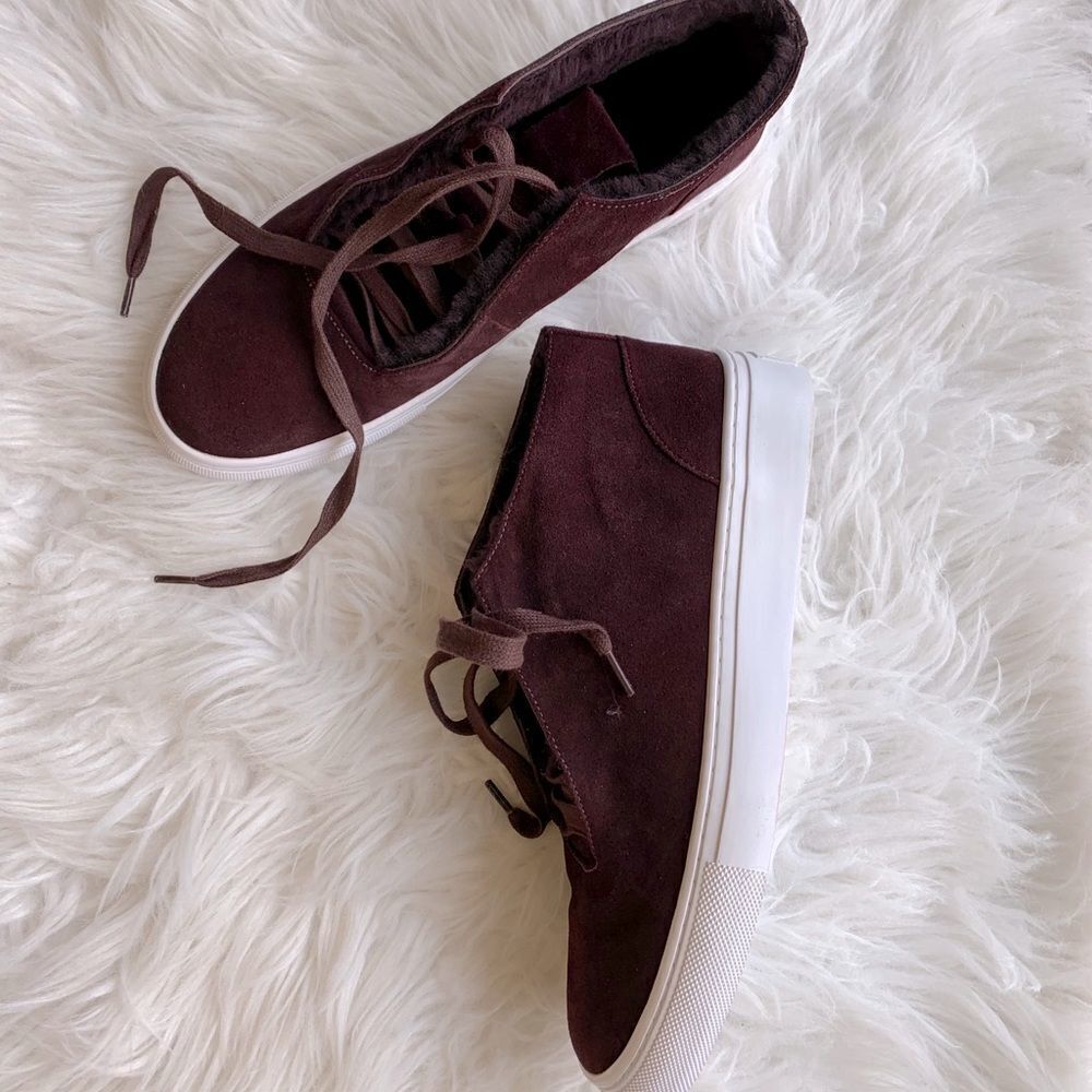 VIA SPIGA Sartin Chukka bootie shearling lined suede burgundy color NWOT size 7